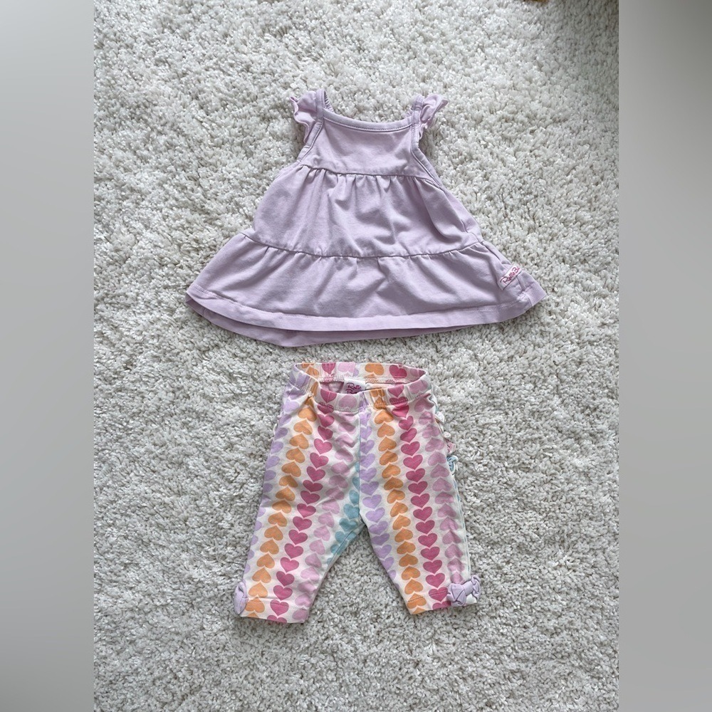 Ruffle Butts Baby Girl Purple Heart 2 Piece Set, Size 6-12 Months